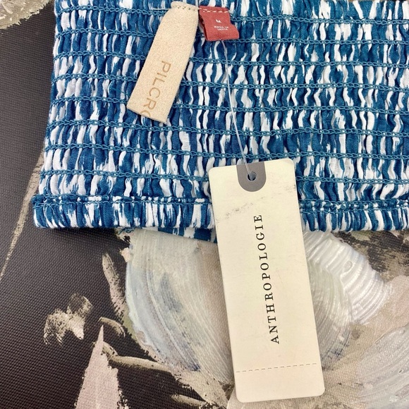 NWT Anthropologie Pilcro Printed Surf Bra Top in Blue Ikat Print Size Medium. - Picture 5 of 13